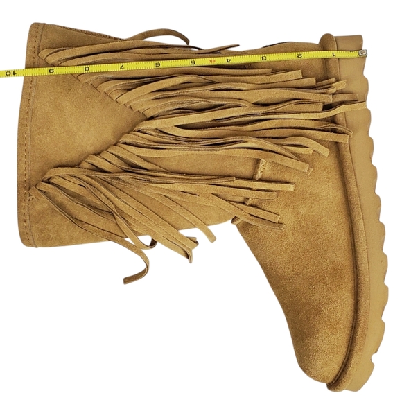 New Bearpaw Cherilyn suede fringe winter boots iced coffee wool blend fur pull - Picture 14 of 16